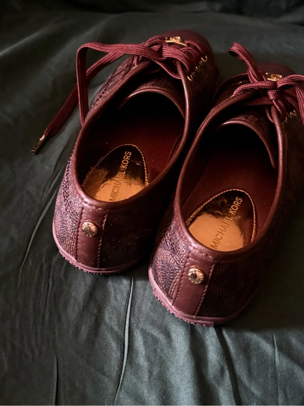 Michael Kors Women's Burgundy Logo Lace-Up Sneakers